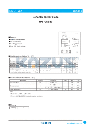 1PS70SB20 datasheet - Schottky barrier diode