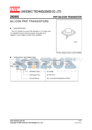 2N2955L-T30-K datasheet - SILICON PNP TRANSISTORS