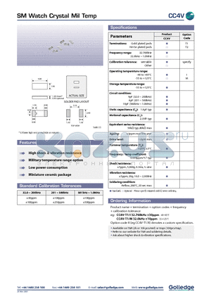 CC4V-T1 datasheet - SM WATCH CRYSTAL MIL TEMP