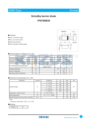 1PS79SB30 datasheet - Schottky barrier diode