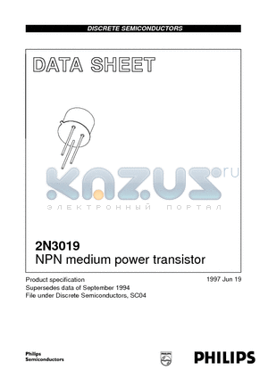 2N3019 datasheet - NPN medium power transistor