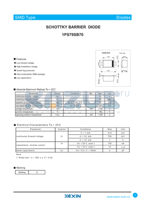 1PS79SB70 datasheet - SCHOTTKY BARRIER DIODE