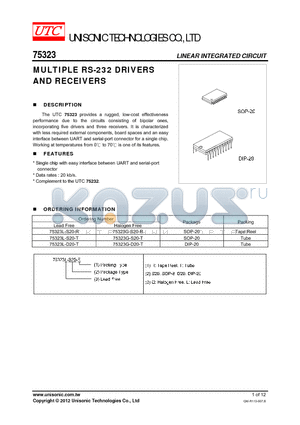 75323_12 datasheet - MULTIPLE RS-232 DRIVERS AND RECEIVERS