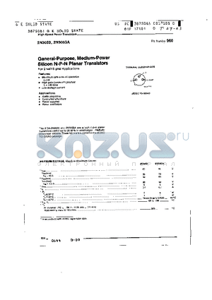 2N3053A datasheet - GENERAL PURPOSE MEDIUM POWER SILICON NPN PLANAR TRASISTORS