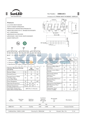 DMR10C3 datasheet - 10.2mm (0.4) THREE DIGIT NUMERIC DISPLAY