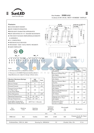 DMR14A2 datasheet - 14.22mm (0.56) DUAL DIGIT NUMERIC DISPLAY