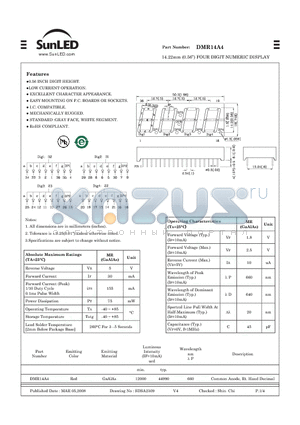 DMR14A4 datasheet - 14.22mm (0.56) FOUR DIGIT NUMERIC DISPLAY