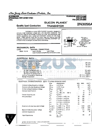 2N3056A datasheet - 20 STERN AVE SPRINGFIELD,NEW JERSEY 07081 U.S.A