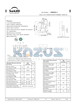 DMR25C-1 datasheet - 26mm (1.02 ) SINGLE DIGIT NUMERIC DISPLAY