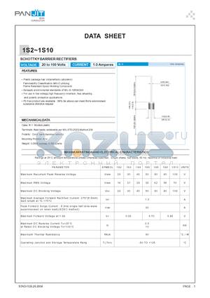 1S10 datasheet - SCHOTTKY BARRIER RECTIFIERS