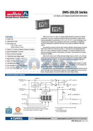 DMS-20LCD-0-5-C datasheet - 3m Digit, LCD Display Digital Panel Voltmeters