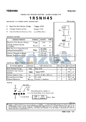 1R5NH45 datasheet - FAST RECOVERY RECTIFIER (SWITCHING TYPE POWER SUPPLY APPLICATIONS)