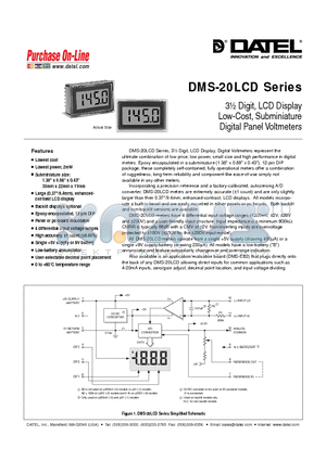 DMS-20LCD-1-9 datasheet - 3 1/2 Digit, LCD Display Low-Cost, Subminiature Digital Panel Voltmeters