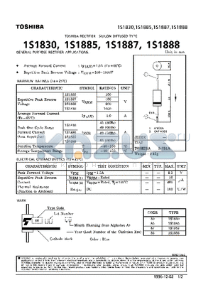 1S1830 datasheet - RECTIFIER (GENERAL PURPOSE RECTIFIER APPLICATIONS)