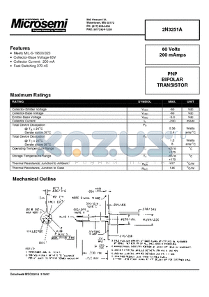 2N3251 datasheet - PNP BIPOLAR TRANSISTOR