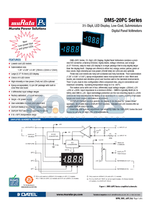 DMS-20PC-0-RH-C datasheet - 3m Digit, LED Display, Low-Cost, Subminiature Digital Panel Voltmeters