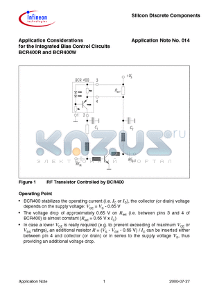 BCR400 datasheet - Application Considerations for the Integrated Bias Control Circuits