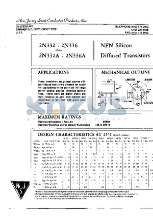 2N333A datasheet - NPN Silicon Diffused Transistors