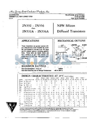 2N334 datasheet - NPN Silicon Diffused Transistors