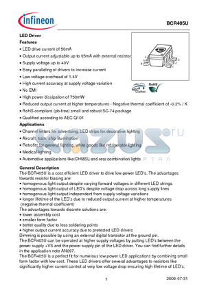 BCR405U datasheet - LED Driver