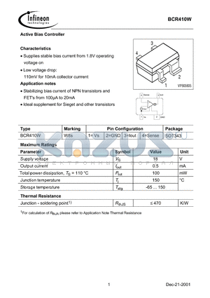 BCR410W datasheet - Active Bias Controller