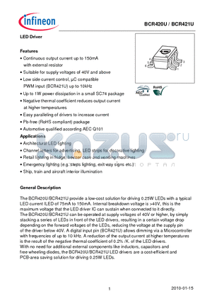 BCR420U datasheet - LED Driver