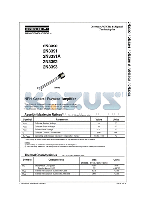 2N3390 datasheet - NPN General Purpose Amplifier