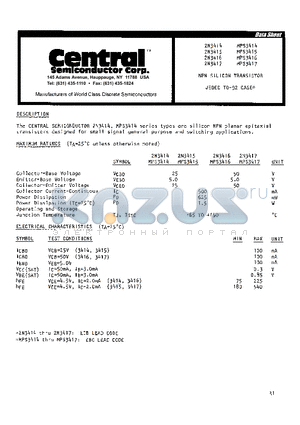 2N3414 datasheet - NPN SILICON TRANSISTOR