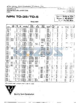 2N3419 datasheet - NPN TO-39/TO-5