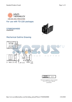 576802B04000 datasheet - For use with TO-220 packages