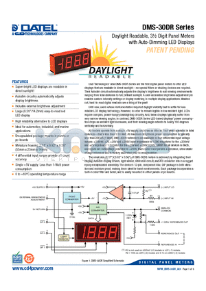 DMS-30DR-0 datasheet - Daylight Readable, 3m Digit Panel Meters with Auto-Dimming LED Displays