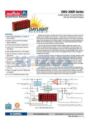 DMS-30DR-3-R-C datasheet - Sunlight Readable, 3m Digit Panel Meters with Auto-Dimming LED Displays