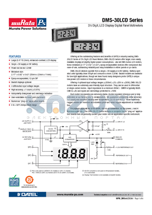 DMS-30LCD datasheet - 3m Digit, LCD Display Digital Panel Voltmeters