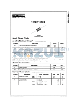 1S923 datasheet - Small Signal Diode