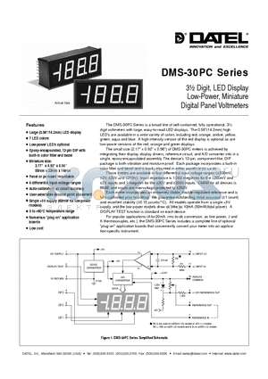 DMS-30PC-1-AS datasheet - 3 1/2 DIGIT LED DISPLAY LOW POWER MINIATURE DIGITAL PANEL VOLTMETERS
