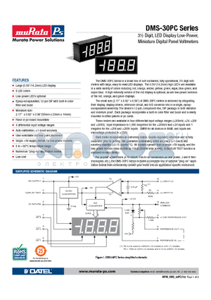 DMS-30PC-1-BS-C datasheet - 3m Digit, LED Display Low-Power, Miniature Digital Panel Voltmeters