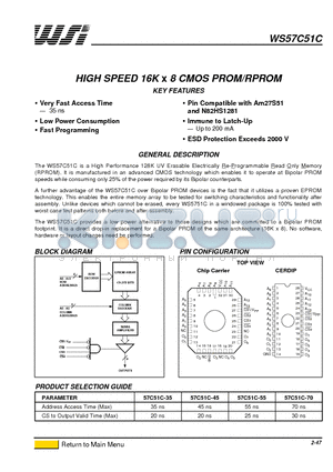 57C51C-55 datasheet - HIGH SPEED 16K x 8 CMOS PROM/RPROM