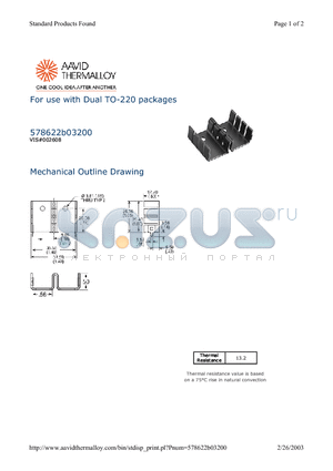 578622B03200 datasheet - For use with Dual TO-220 packages