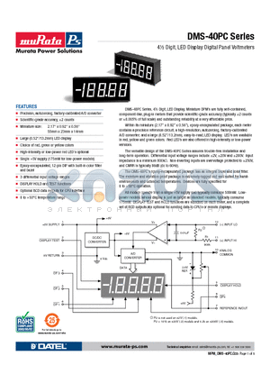 DMS-40PC-2-RL-BCD-C datasheet - 4m Digit, LED Display Digital Panel Voltmeters