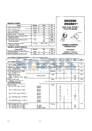 2N3500 datasheet - GENERAL PURPOSE TRANSISTOR (NPN SILICON)