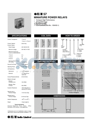 57DP-9-1A6 datasheet - MINIATURE POWER RELAYS