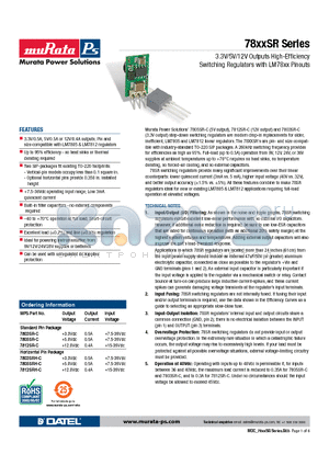 DMS-78XXSR datasheet - 3.3V/5V/12V Outputs High-Effi ciency Switching Regulators with LM78xx Pinouts