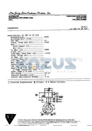 2N3503 datasheet - SI PNP LP HF BJT MANUFACTURER