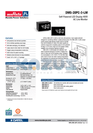 DMS-BZL4-C datasheet - Self-Powered LED Display 480V AC Line Monitor