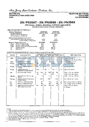 2N3569 datasheet - NPN SMALL SIGNAL GENERAL PURPOSE AMPLIFIERS