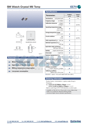 CC7V datasheet - SM Watch Crystal Mil Temp