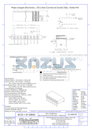 BCSS-1-SH datasheet - .100 cl Single Row Box Connector Socket Strip - Horizontal 12 JAN 07