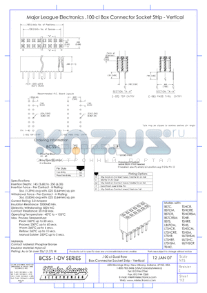 BCSS-1-DV datasheet - .100 cl Dual Row Box Connector Socket Strip - Vertical