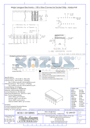 BCSS-101-S-08-F-LF datasheet - .100 cl Single Row Box Connector Socket Strip - Horizontal 12 JAN 07