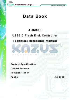 AU6389 datasheet - USB2.0 Flash Disk Controller